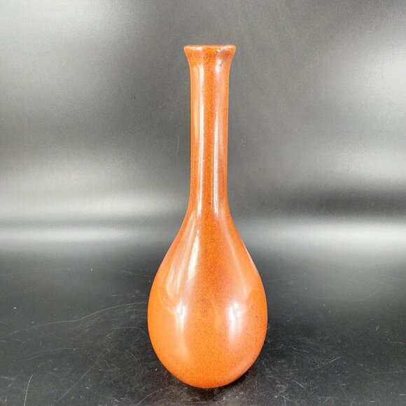 Vintage Japanese Ceramic Bud Vase Vessel Rusty Orange Glaze Ceramic Vase Decor - Picture 12 of 12